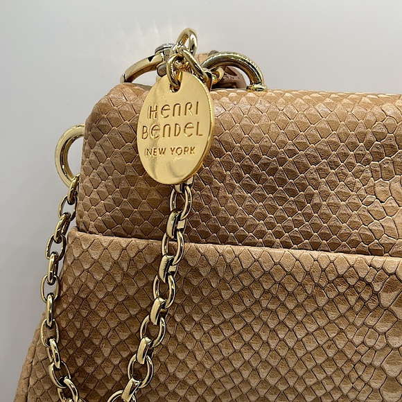 Henri Bendel Beautiful Tan Reptile Skin Print Leather Handbag Purse 🌸🌸 - Picture 3 of 12